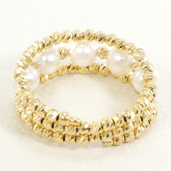 K18 Yellow Gold Pearl Ring 9 Free Size in Excellent Condition