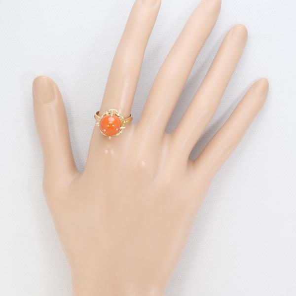 K18 Yellow Gold Coral Ring Size 14 in Excellent Condition