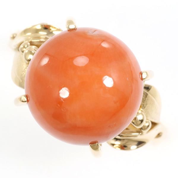 K18 Yellow Gold Coral Ring 21