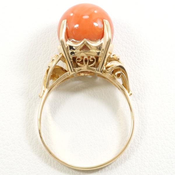 K18 Yellow Gold Coral Ring 21