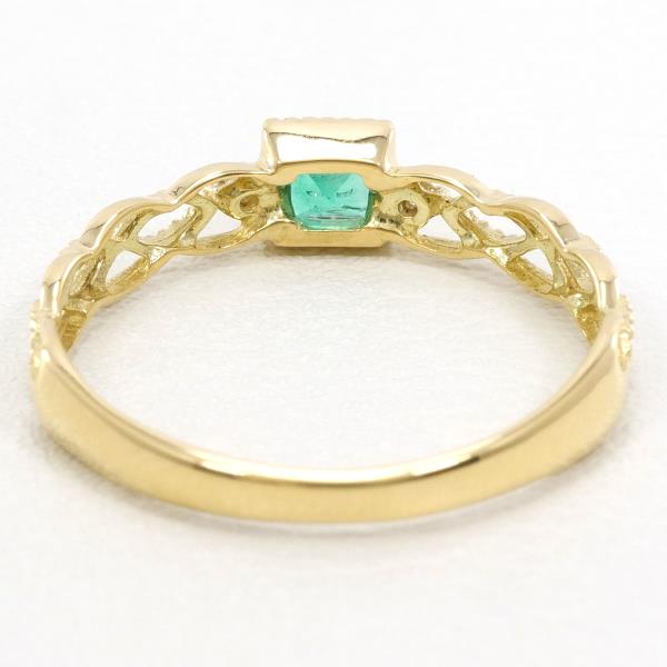 K18 Yellow Gold Emerald Ring 9 in Excellent Condition