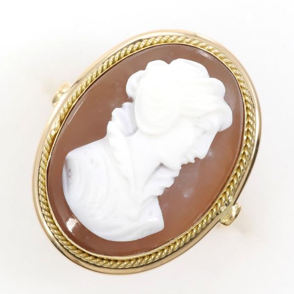 K18 Yellow Gold Ring 9号 Shell Cameo Jewelry in Excellent Condition