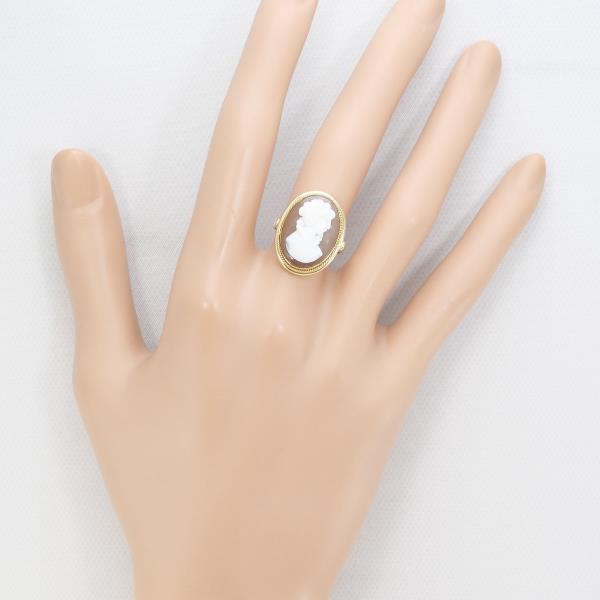 K18 Yellow Gold Ring 9号 Shell Cameo Jewelry in Excellent Condition