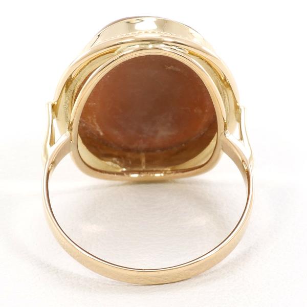 K18 Yellow Gold Ring 9号 Shell Cameo Jewelry in Excellent Condition