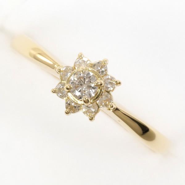 K18 Yellow Gold Diamond Ring 11号 0.15ct in Excellent Condition