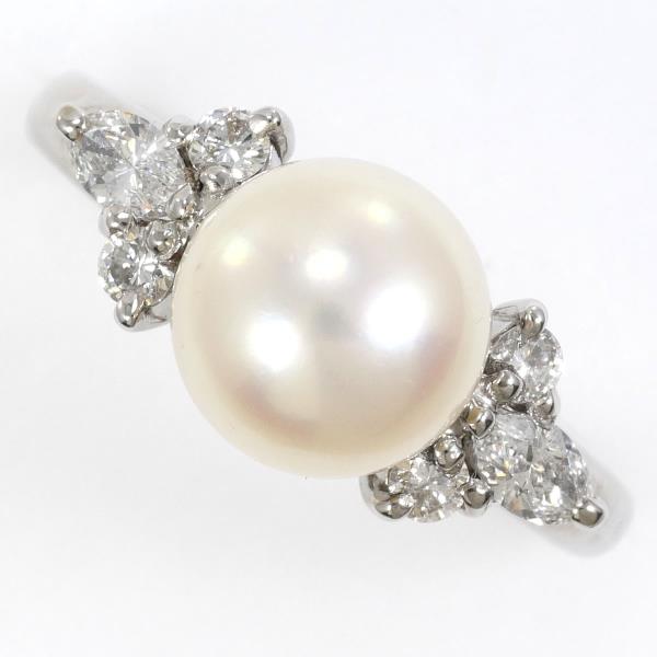 K18 White Gold Pearl Ring 8mm Akoya Diamond