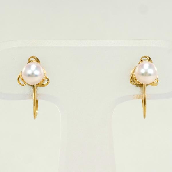 K18 Yellow Gold Pearl Earrings in Pristine Condition