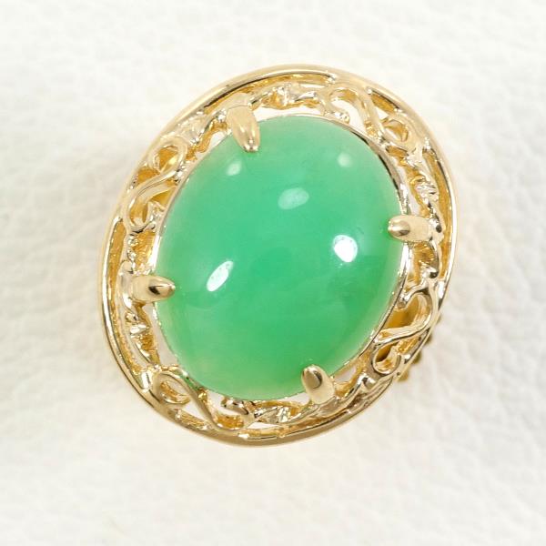 K10 Yellow Gold Chrysoprase Pin Brooch in Excellent Condition