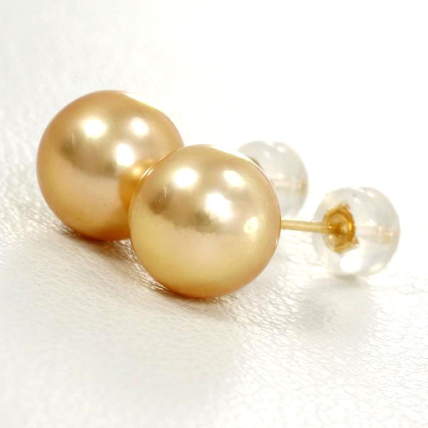 K18 Yellow Gold Imitation Pearl Earrings in Pristine Condition