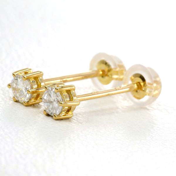 K18 Yellow Gold K14 Diamond Earrings in Excellent Condition