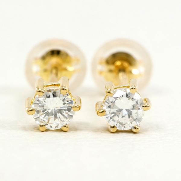 K18 Yellow Gold K14 Diamond Earrings in Excellent Condition