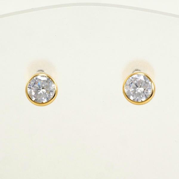 K18 Yellow Gold Zirconia Earrings in Excellent Condition