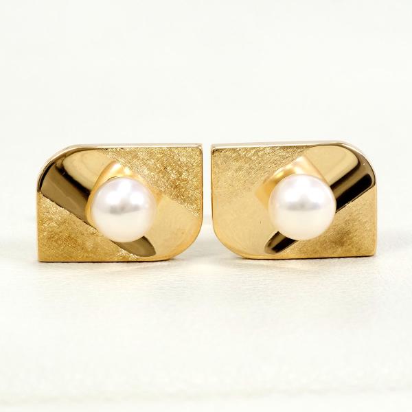 K18 Yellow Gold Pearl Cufflinks in Pristine Condition