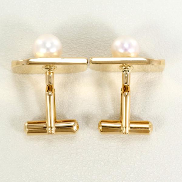 K18 Yellow Gold Pearl Cufflinks in Pristine Condition