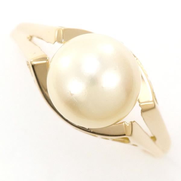 K18 Yellow Gold Pearl Ring in Excellent Condition