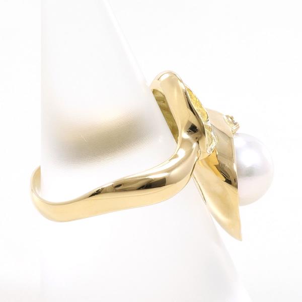 K18 Yellow Gold Pearl Ring with Diamond