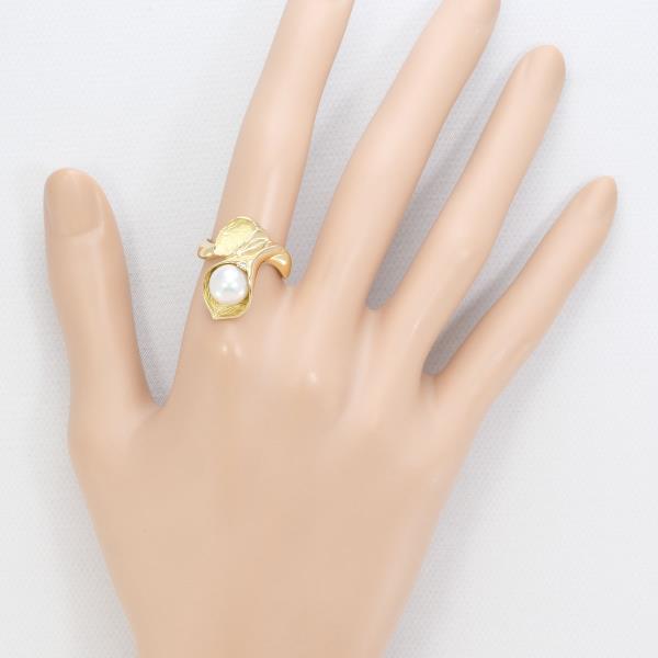 K18 Yellow Gold Pearl Ring with Diamond