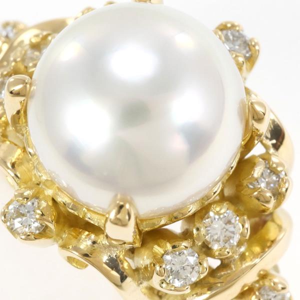 K18 Yellow Gold Ring Akoya Pearl Diamond