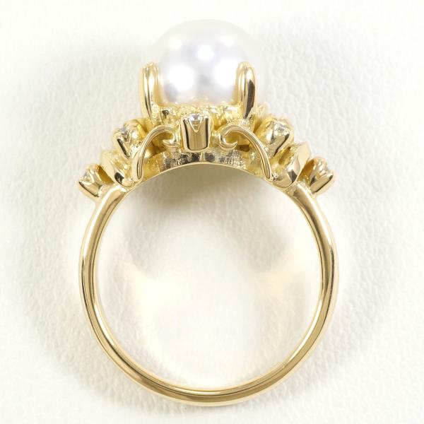 K18 Yellow Gold Ring Akoya Pearl Diamond