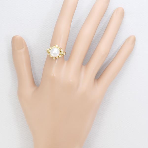 K18 Yellow Gold Ring Akoya Pearl Diamond