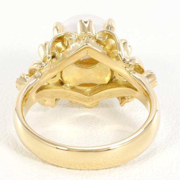 K18 Yellow Gold Ring Akoya Pearl Diamond