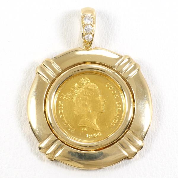 Cook Islands Gold Coin Pendant K24 K18 Diamond