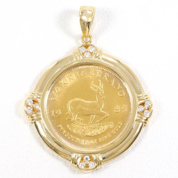 Krugerrand 1/4oz Gold Coin Pendant K22 K18 Diamond