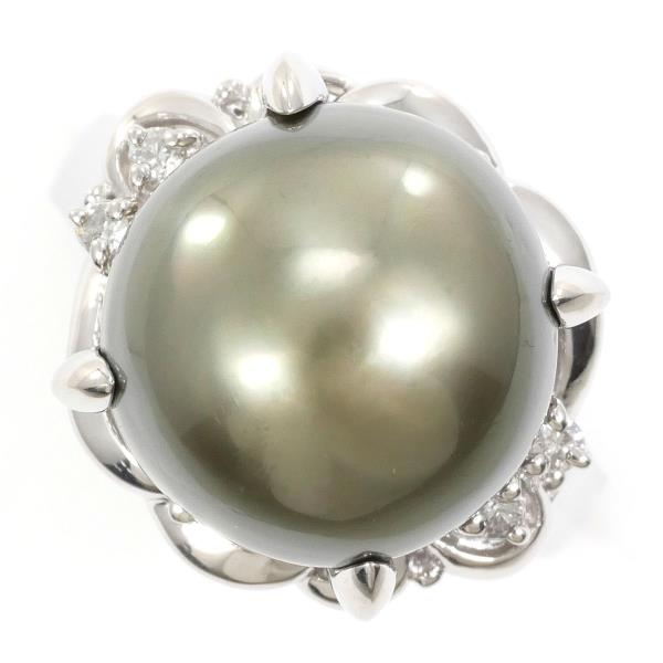 PT900 Platinum Pearl Ring with Diamond