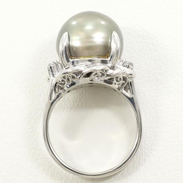 PT900 Platinum Pearl Ring with Diamond