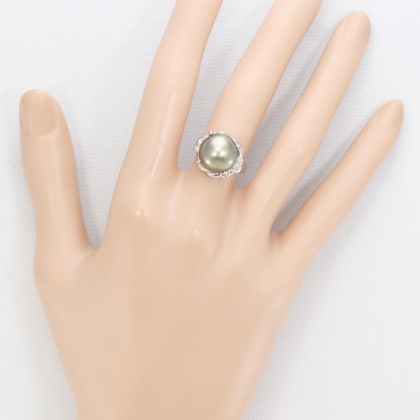 PT900 Platinum Pearl Ring with Diamond