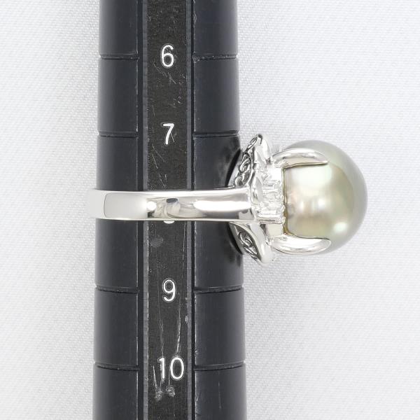 PT900 Platinum Pearl Ring with Diamond