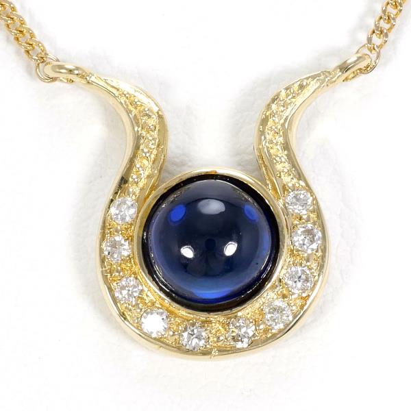 K14 Yellow Gold Sapphire Diamond Necklace in Excellent Condition