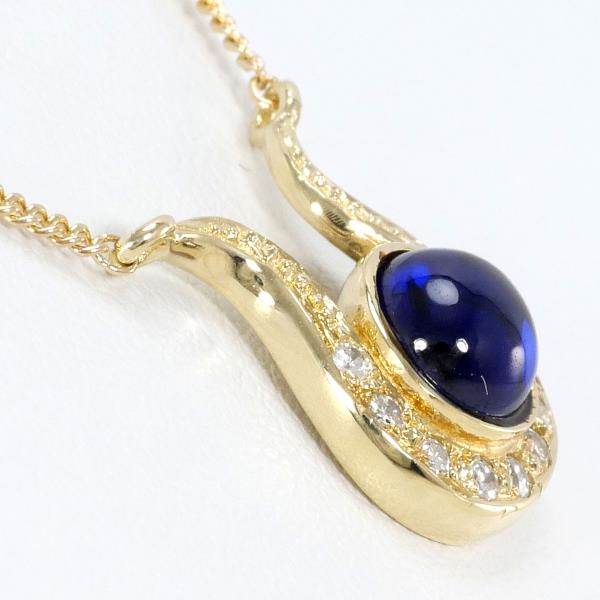 K14 Yellow Gold Sapphire Diamond Necklace in Excellent Condition