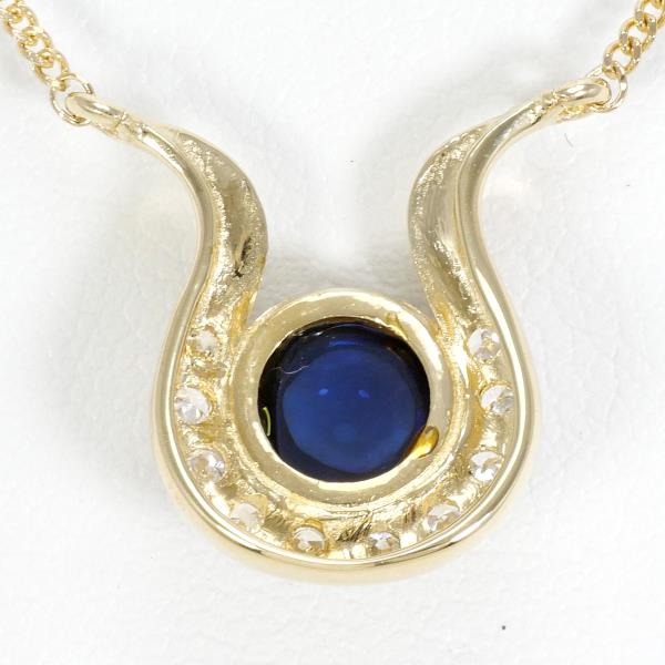 K14 Yellow Gold Sapphire Diamond Necklace in Excellent Condition