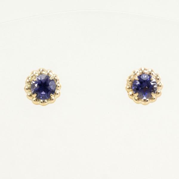 K10 Yellow Gold Iolite Earrings in Pristine Condition