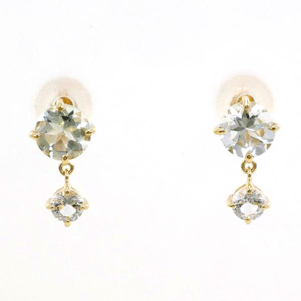 K10 Yellow Gold Aquamarine White Sapphire Earrings in Excellent Condition