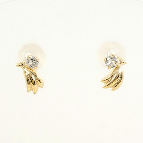 K10 Yellow Gold White Sapphire Earrings in Excellent Condition