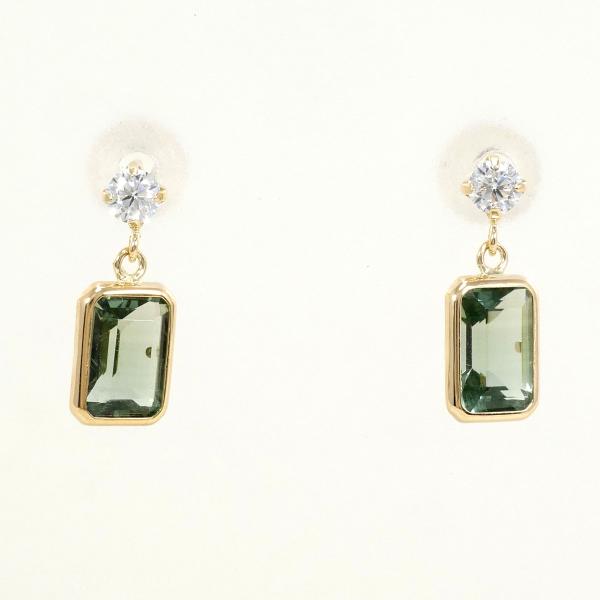 K10 Yellow Gold Tourmaline Earrings in Excellent Condition