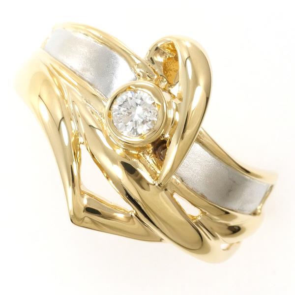 PT900 Platinum K18 Yellow Gold Diamond Ring in Excellent Condition