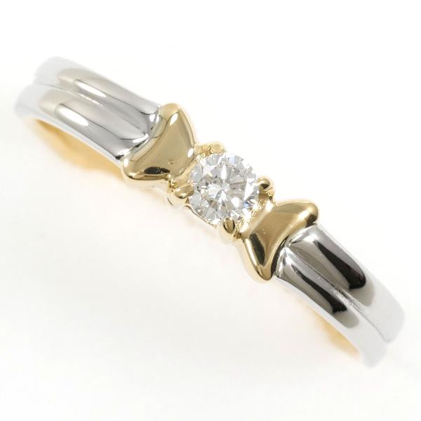 PT900 Platinum K18 Yellow Gold Diamond Ring in Excellent Condition