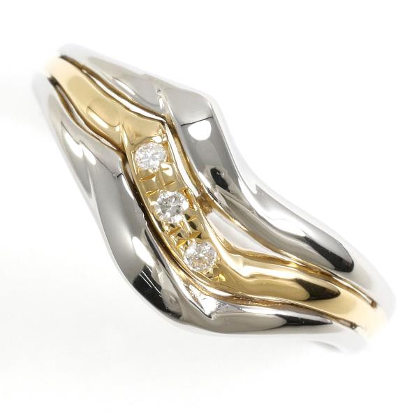 PT900 Platinum K18 Yellow Gold Diamond Ring in Excellent Condition