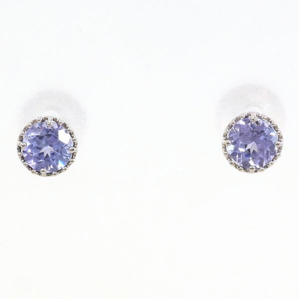 K10 White Gold Iolite Earrings in Excellent Condition