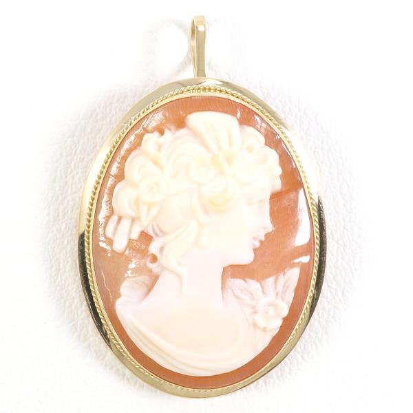 K14 Yellow Gold Pendant Brooch Shell Cameo