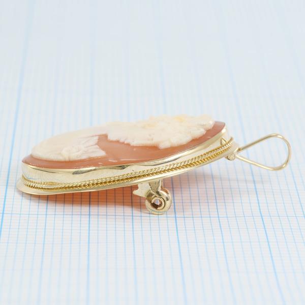 K14 Yellow Gold Pendant Brooch Shell Cameo