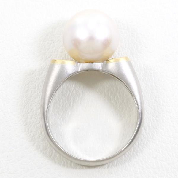 PT900 Platinum K18YG Ring Pearl 9mm Diamond