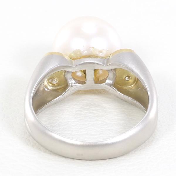 PT900 Platinum K18YG Ring Pearl 9mm Diamond