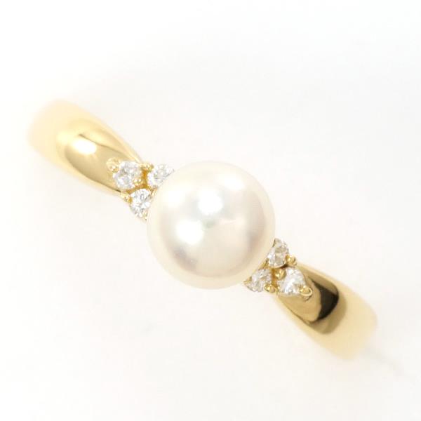 K18 Yellow Gold Pearl Ring with Diamond