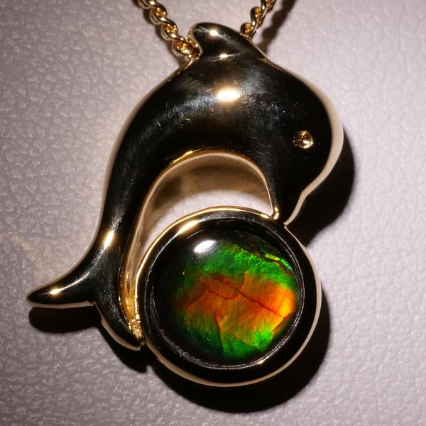 18K YG Ammolite Necklace 45cm