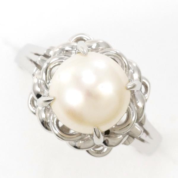 PT900 Platinum Pearl Ring 5.5