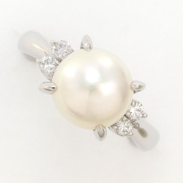 PT900 Platinum Pearl Ring with Diamond